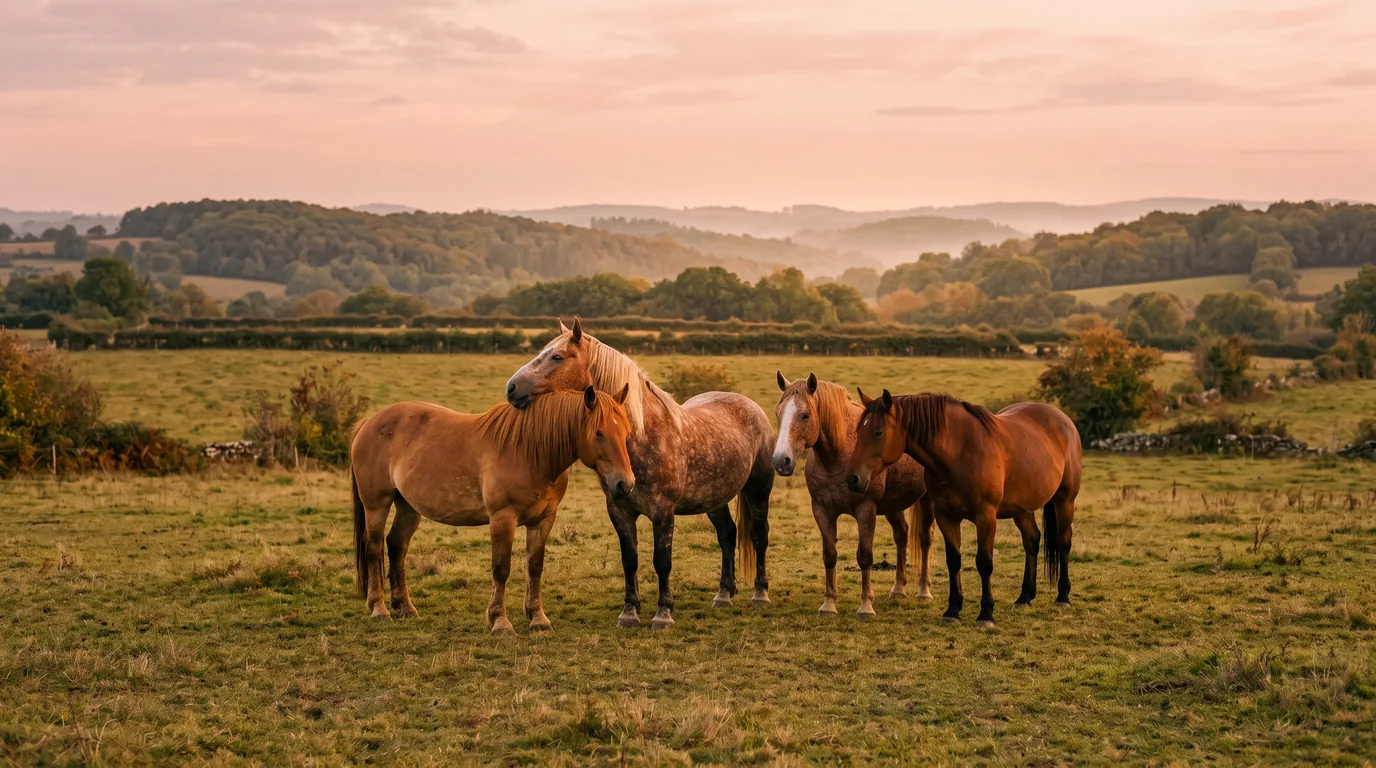Les chevaux du Ferme équestre de Margnot en liberté, Creuse